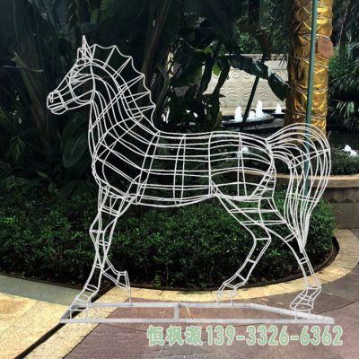 奔马不锈钢公园雕塑