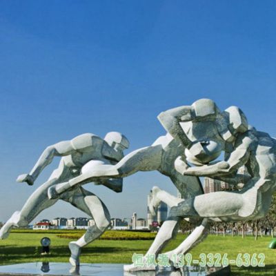 玩雪橇不锈钢广场雕塑