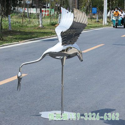 仙鹤不锈钢户外雕塑