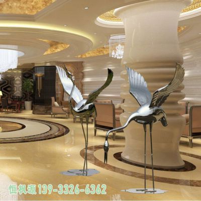 酒店仙鹤不锈钢雕塑