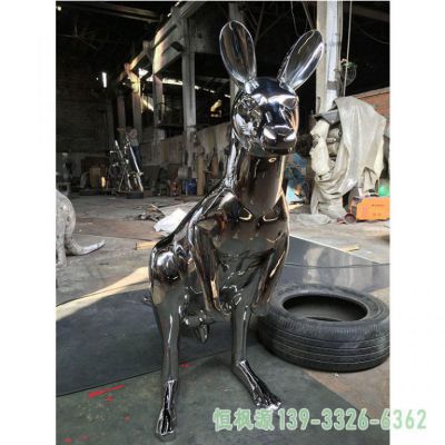 广场袋鼠不锈钢艺术雕塑