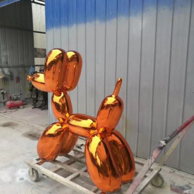 彩色小狗不锈钢动物雕塑