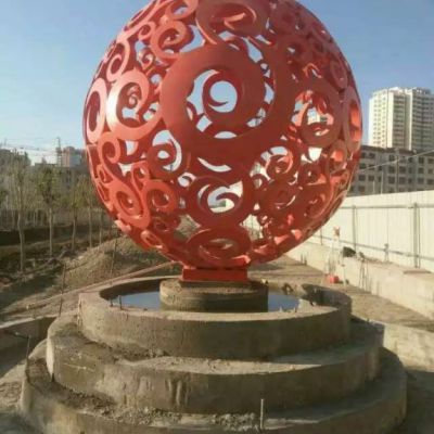 园林不锈钢镂空球体雕塑