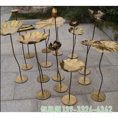 不锈钢园林荷花雕塑