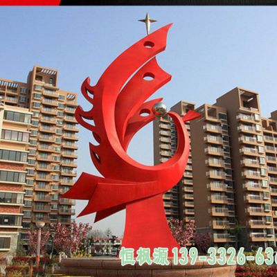小区不锈钢凤凰动物雕塑