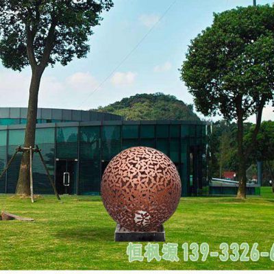 户外镂空球体不锈钢景观雕塑