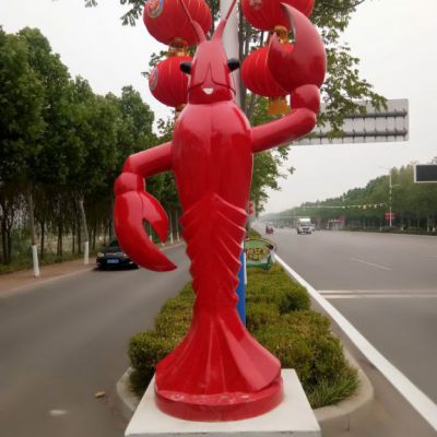 广场龙虾不锈钢景观雕塑
