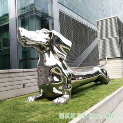 不锈钢城市小狗景观雕塑