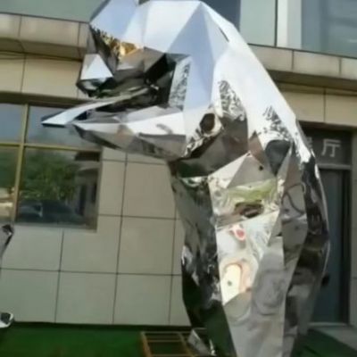 广场熊猫不锈钢动物雕塑