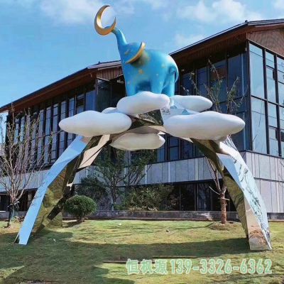 大象拱门不锈钢都市雕塑