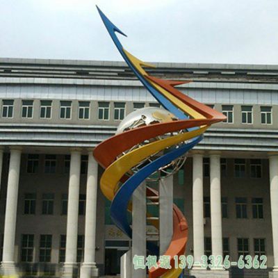 不锈钢彩带企业景观雕塑