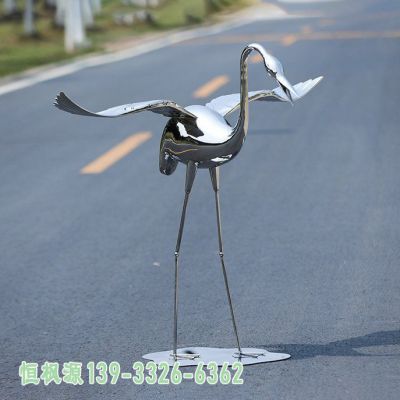 不锈钢园林丹顶鹤雕塑