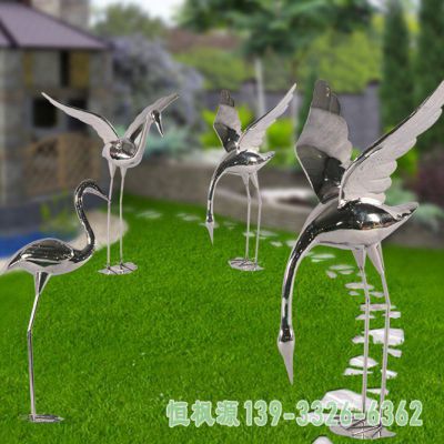 园林不锈钢丹顶鹤雕塑