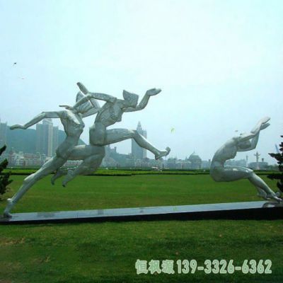 户外不锈钢跳远人物雕塑