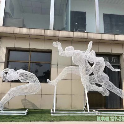 不锈钢城市跳远雕塑
