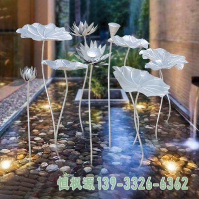 不锈钢小区荷花雕塑