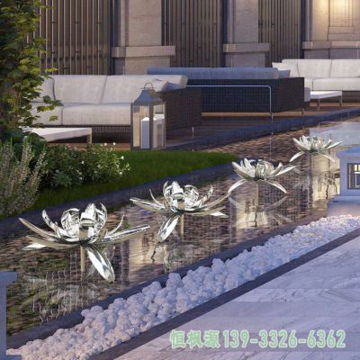 不锈钢园林莲花景观雕塑