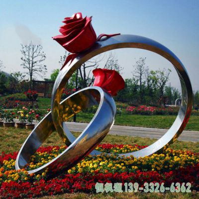 校园戒指不锈钢雕塑