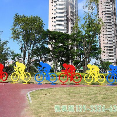 不锈钢小区自行车人物雕塑