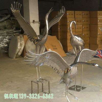 不锈钢企业丹顶鹤雕塑