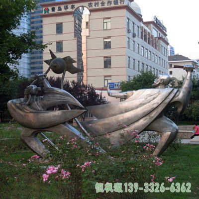 比武不锈钢人物雕塑
