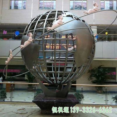 地球仪不锈钢企业雕塑