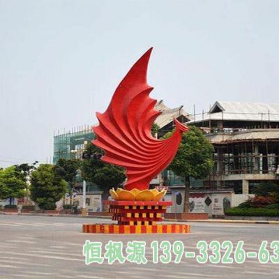 小区凤凰不锈钢景观雕塑