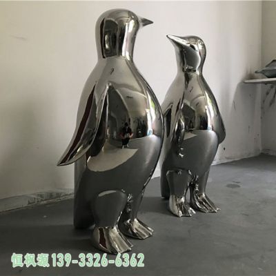 不锈钢企鹅公园动物雕塑