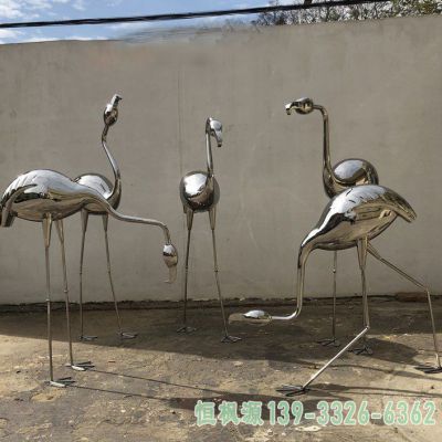 不锈钢户外火烈鸟雕塑