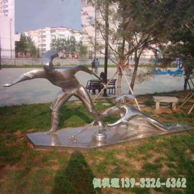 不锈钢广场冰壶艺术雕塑