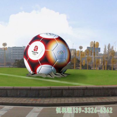 不锈钢公园足球景观雕塑