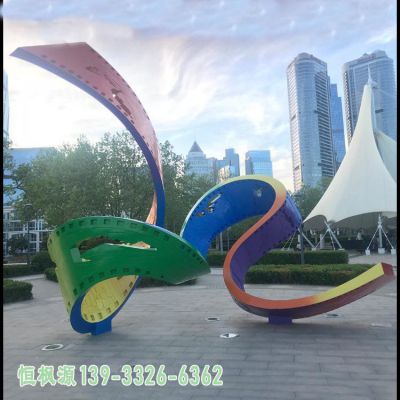 校园不锈钢丝带雕塑