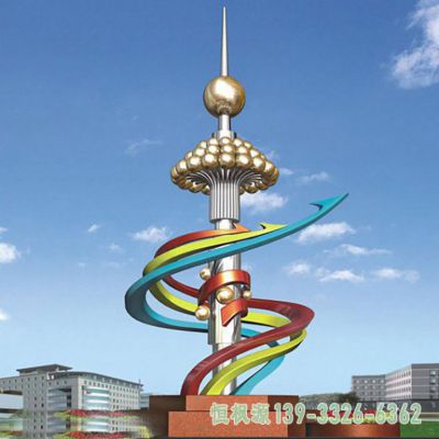 不锈钢彩带校园雕塑