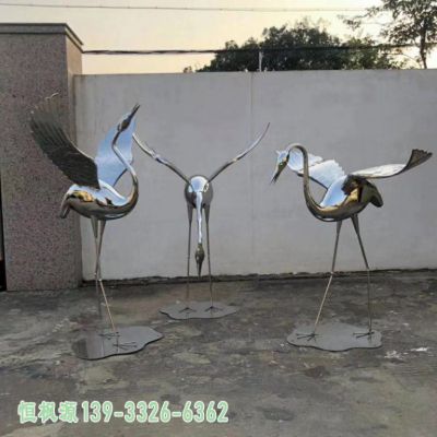 丹顶鹤不锈钢园林艺术雕塑