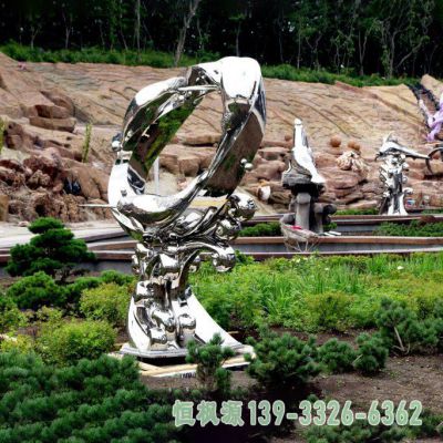 海豚不锈钢小区雕塑