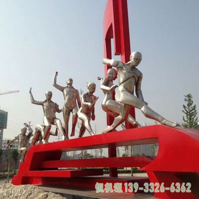 广场比武人物不锈钢雕塑