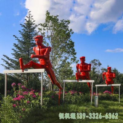 跨栏人物不锈钢企业雕塑