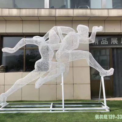不锈钢跳远人物园林雕塑