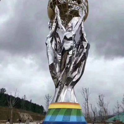 不锈钢地球仪园林雕塑
