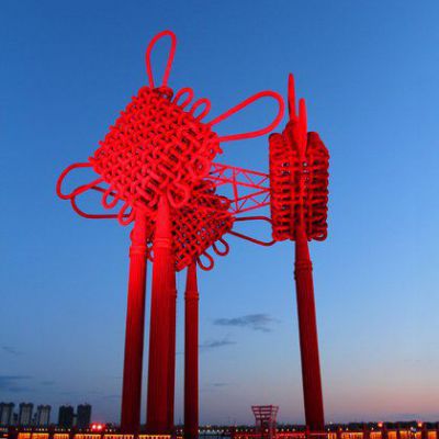 大型中国结企业不锈钢雕塑