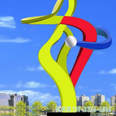 不锈钢丝带广场抽象雕塑