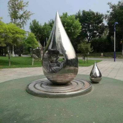 电镀水滴不锈钢广场雕塑