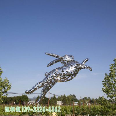 都市兔子不锈钢动物雕塑