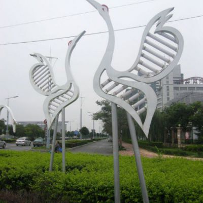 不锈钢丹顶鹤园林艺术雕塑