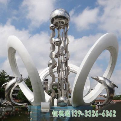 大型海豚不锈钢都市雕塑