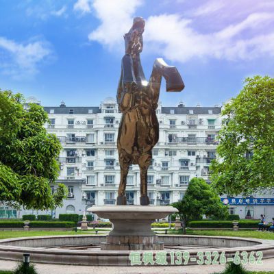 企业奔马不锈钢动物雕塑