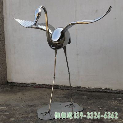 锻造丹顶鹤不锈钢园林雕塑