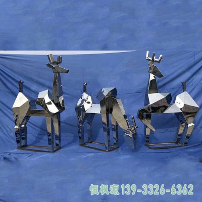 几何鹿小区不锈钢景观雕塑