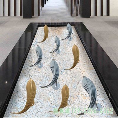 小鱼抽象不锈钢校园雕塑