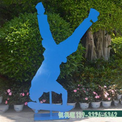 广场滑板人物不锈钢雕塑